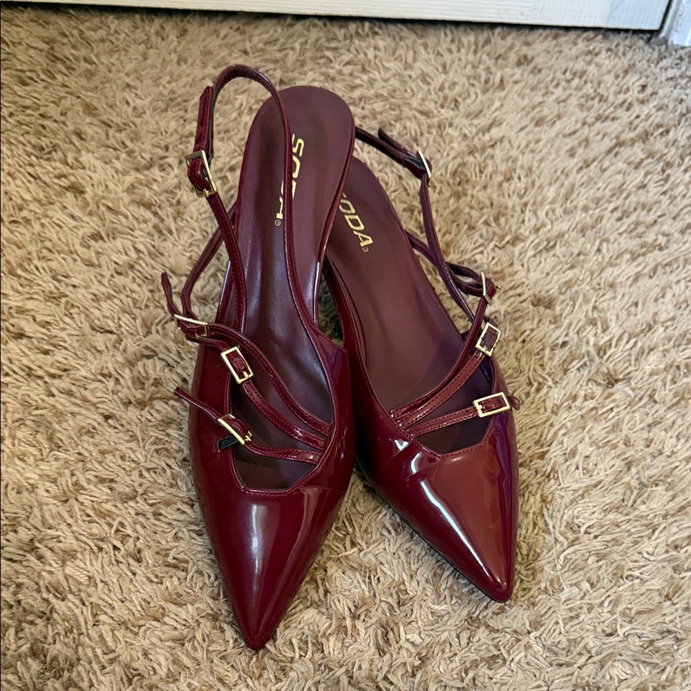 Soda Burgundy Strappy Heels